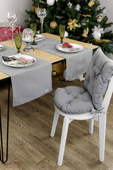 Кругла подушка на стілець Merry Christmas сіра