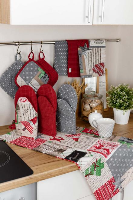 Прихватка Merry Christmas сіра