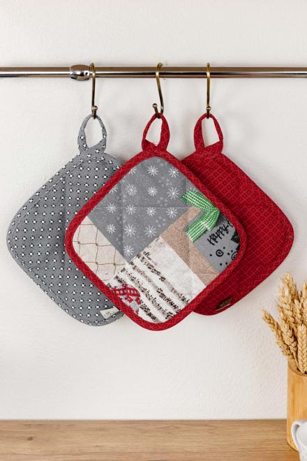 Прихватка Merry Christmas сіра