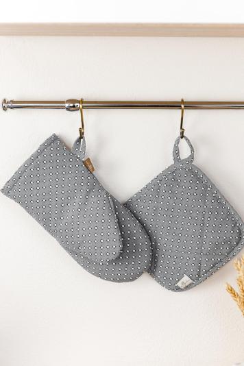 Набір рукавичка та прихватка Merry Christmas сірий