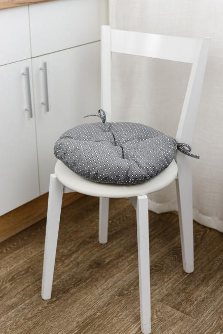 Кругла подушка на стілець Merry Christmas сіра