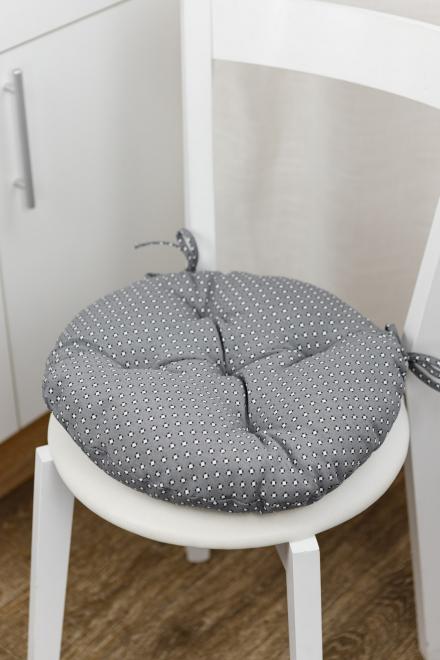 Кругла подушка на стілець Merry Christmas сіра