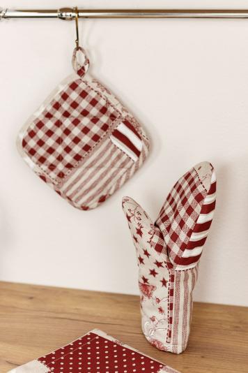 Набір рукавичка та прихватка Печворк бордо