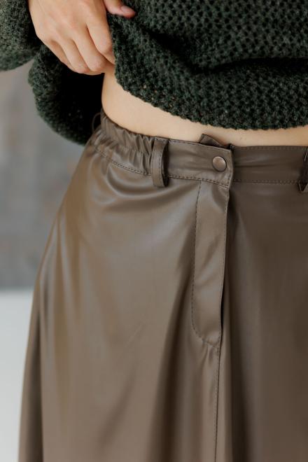 Женская кожаная юбка тауп