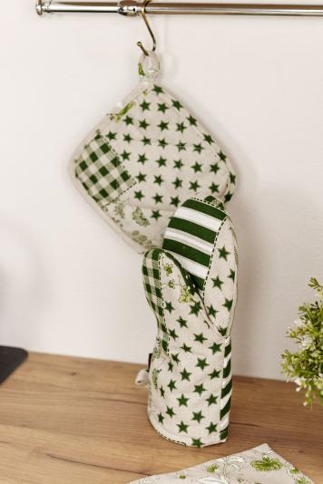 Набір рукавичка та прихватка Печворк зелений
