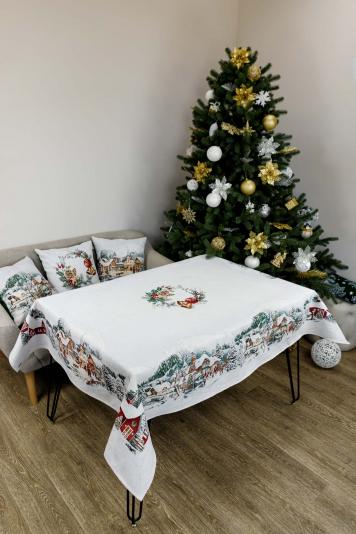 Скатертина гобеленова з велюром  Зимове місто