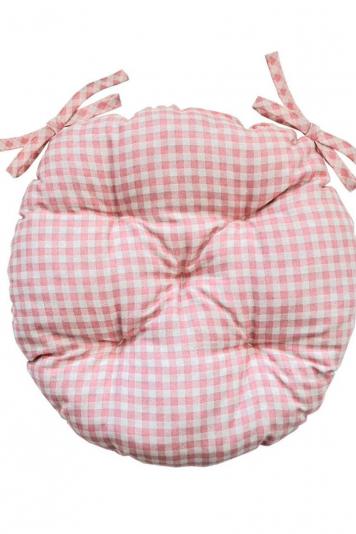 Подушка кругла на стілець Bella Рожева клiтинка