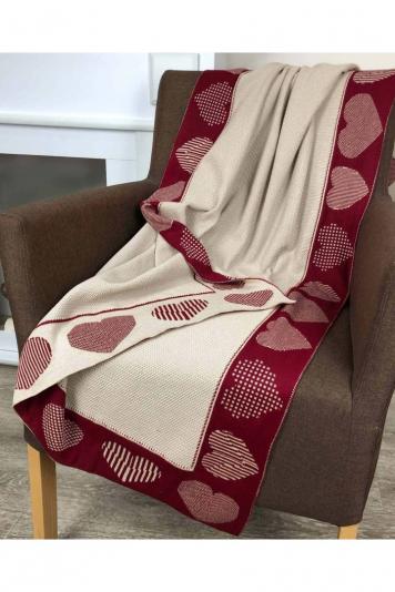 Плед в'язаний Серця