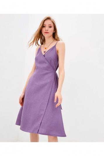 Сукня лляна на запах Фiолет