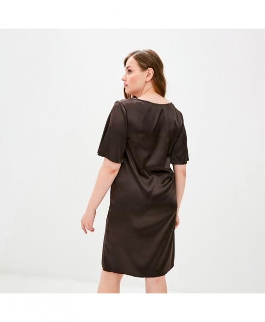 Ночнушка атласна з мереживом Прованс by Vona корич