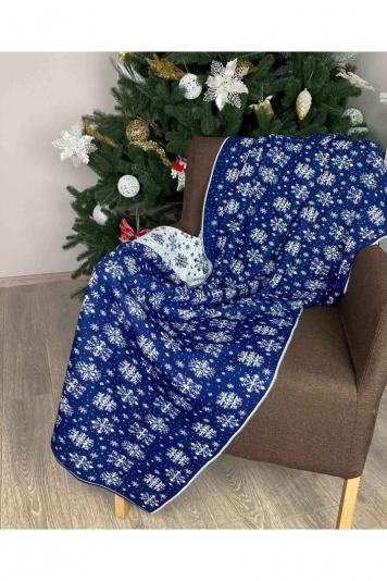 Новорiчний плед Снiжинка синя з люрексом Новорiчний плед Снiжинка синя з люрексом