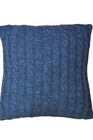 Наволочка в'язана декоративна синій меланж