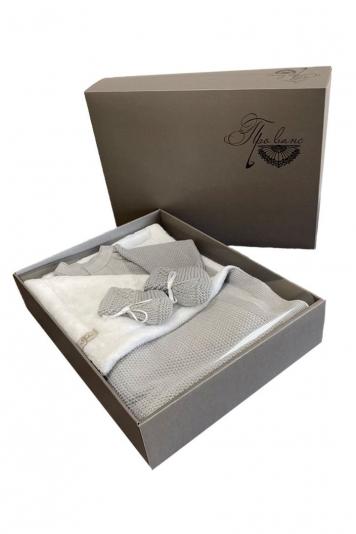 Набір для немовлят Сірий 3 одиниці (плед, чоловічо Набір для немовлят Сірий 3 одиниці (плед, чоловічо