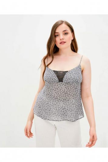 Майка жіноча на бретелях чорна з білим квіточкою Т Майка жіноча на бретелях чорна з білим квіточкою Т