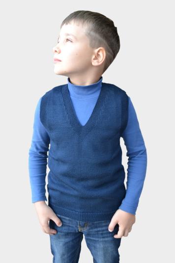 В'язана жилетка для хлопчика темно-синя В'язана жилетка для хлопчика темно-синя