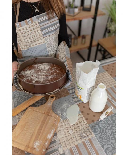 Кухонный фартук водоотталкивающий Пэчворк какао