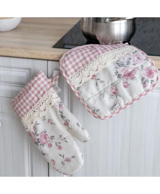 Кухонна прихватка Bella Троянди/Рожева клiтинка