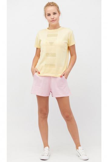 Костюм Set-breeze футболка жовта та шорти нiжно-рожевi