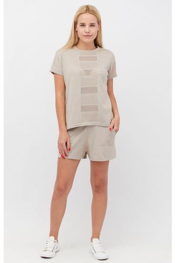 Костюм футболка та шорти Set-breeze бежевий