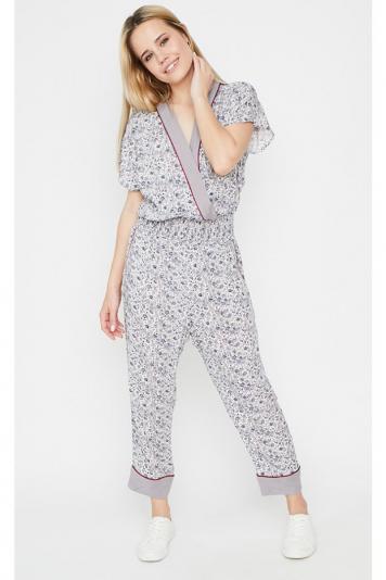 Комбінезон жіночий з вузькими брюками в квіточку