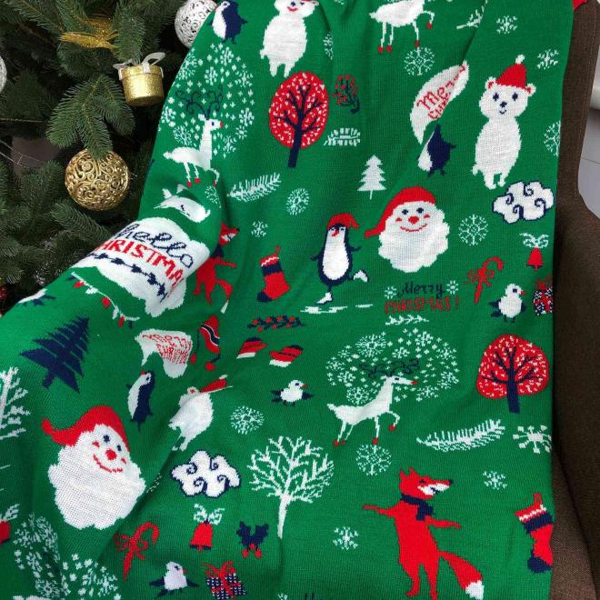 Плед новогодний Merry Christmas Зеленый