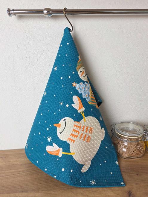 Новорічний вафельний рушник Сніговики