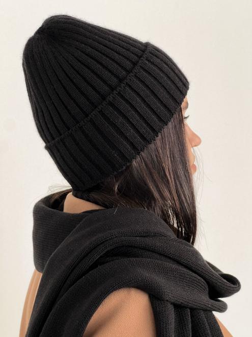 В'язаний шарф жіночий теплий чорний