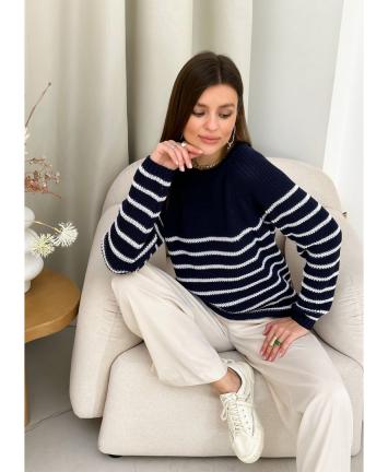 Джемпер Cotton індіго у смужку