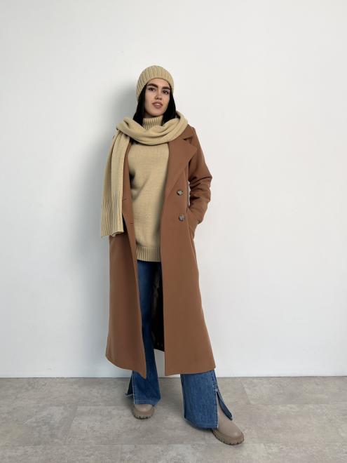 В'язаний шарф жіночий теплий бежевий