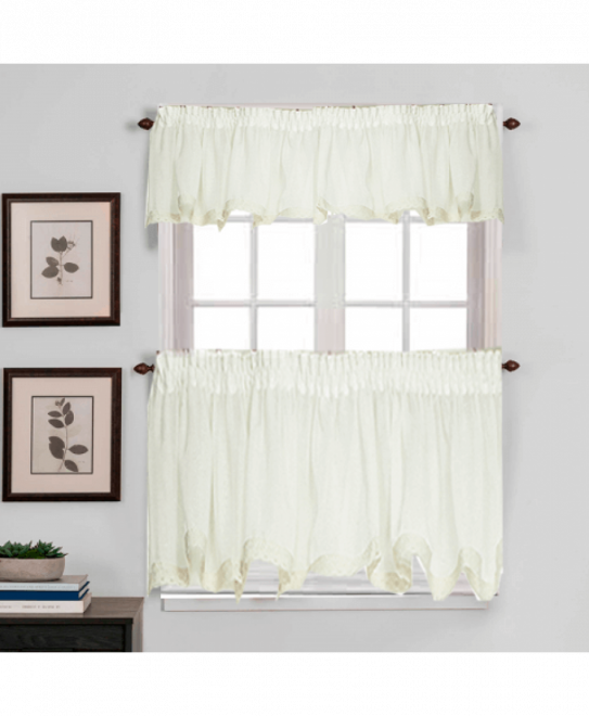 Фіранка молочна з мереживом