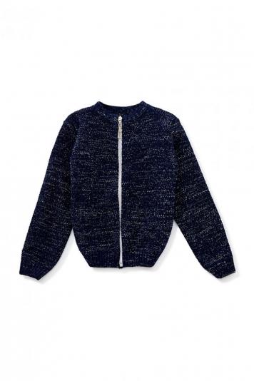 Дитяча кофта на блискавцi Блиск синя з люрексом