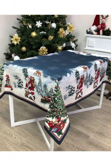 Гобеленова скатертина новорiчна Blue Sky