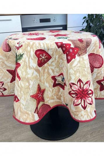 Гобеленова скатертина кругла новорiчна в прянощах Гобеленова скатертина кругла новорiчна в прянощах