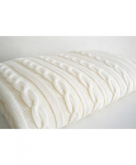 В'язаний плед коси SOFT молочний