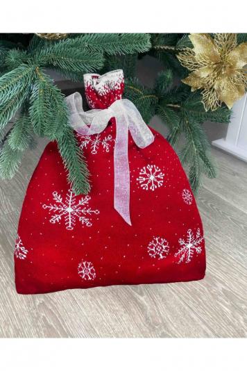 В'язаний мiшок для подарункiв Червоний В'язаний мiшок для подарункiв Червоний