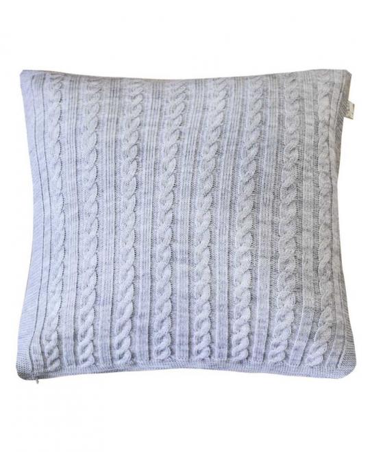 Вязаная подушка косы SOFT серая Вязаная подушка косы SOFT серая