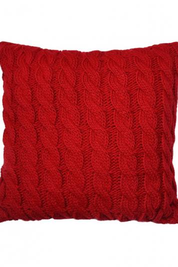 Декоративна подушка в'язана Коси червона