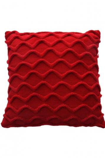 Декоративна подушка в'язана Хвилі червона