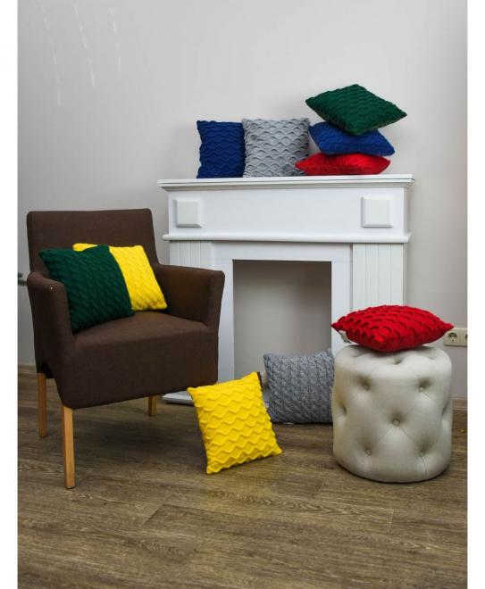 Декоративна подушка в'язана Хвилі червона