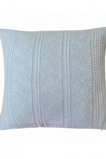 Декоративна подушка в'язана Ажурна сiра