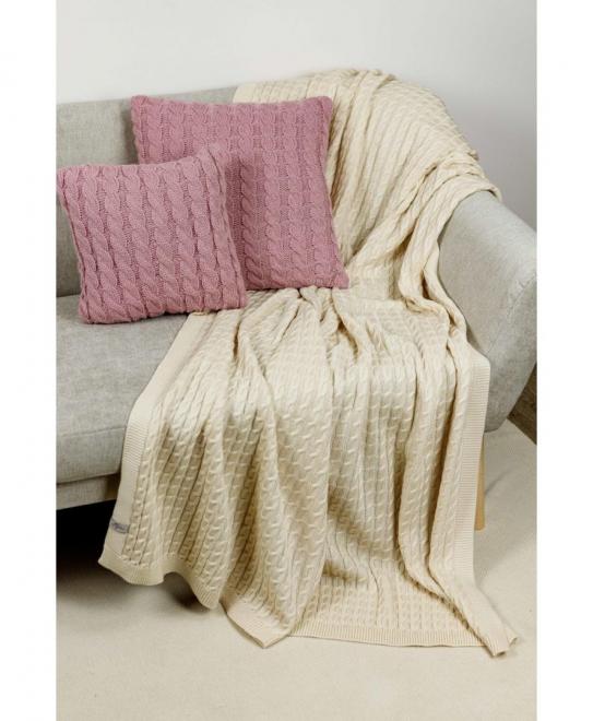 Декоративна наволочка в'язана Коси рожева
