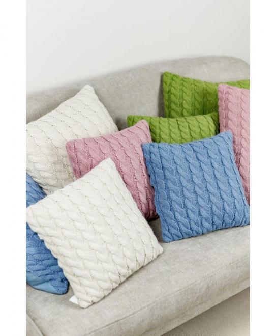 Декоративна наволочка в'язана Коси рожева