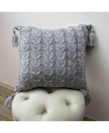 Наволочка в'язана Глорiя коси Сiра