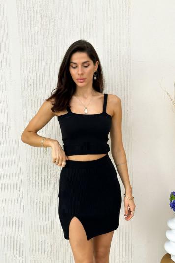 Юбка женская с разрезом Joy черная