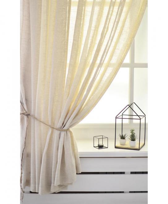 Тканина льняна для штор Mikonos Color 100 Naturel