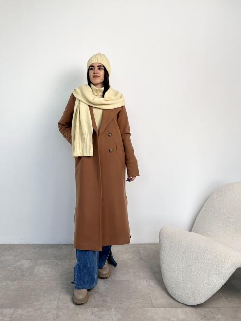 В'язаний шарф жіночий теплий вершковий