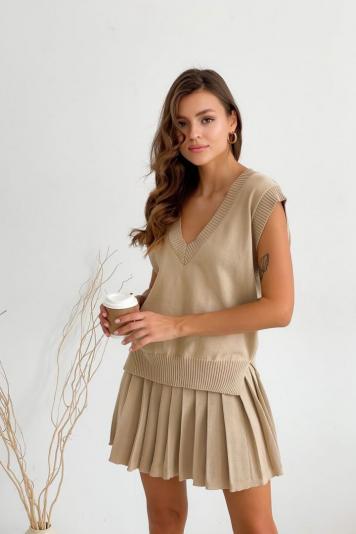 Спідниця плісе жіноча Бежева