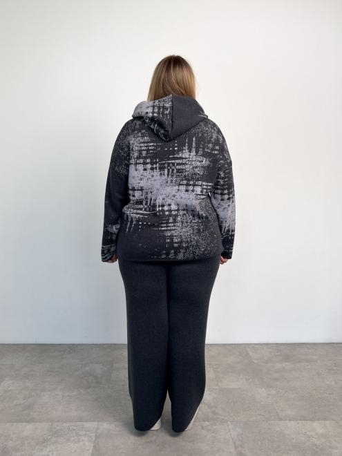 В'язаний жіночий костюм світшот зі штанами графітовий Vibe