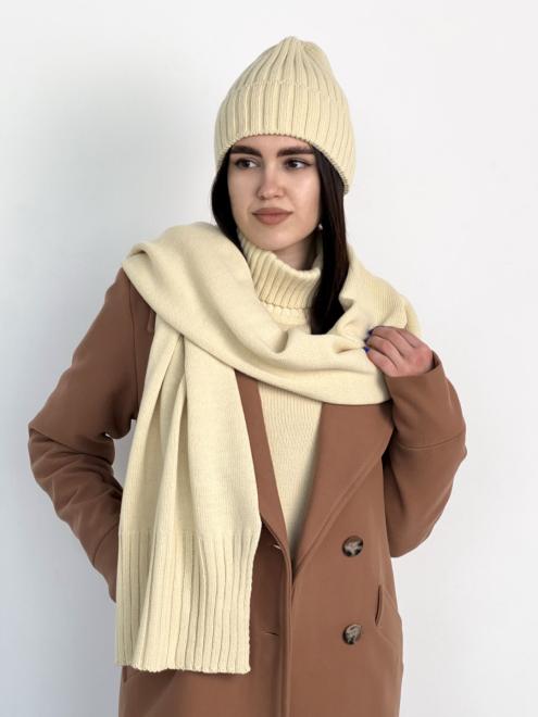 В'язаний шарф жіночий теплий вершковий