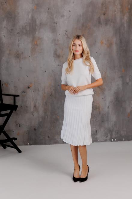 Спідниця плісе міді в'язана Біла